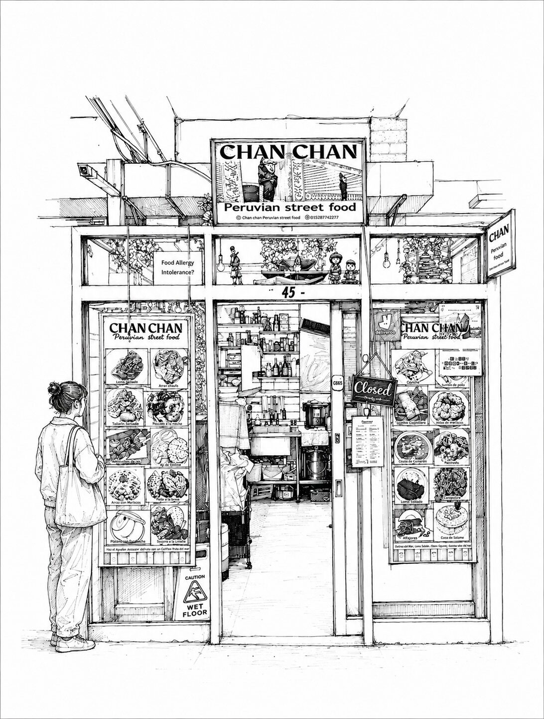 Illustration of Chan Chan Peruvian street food at Rye Lane Market