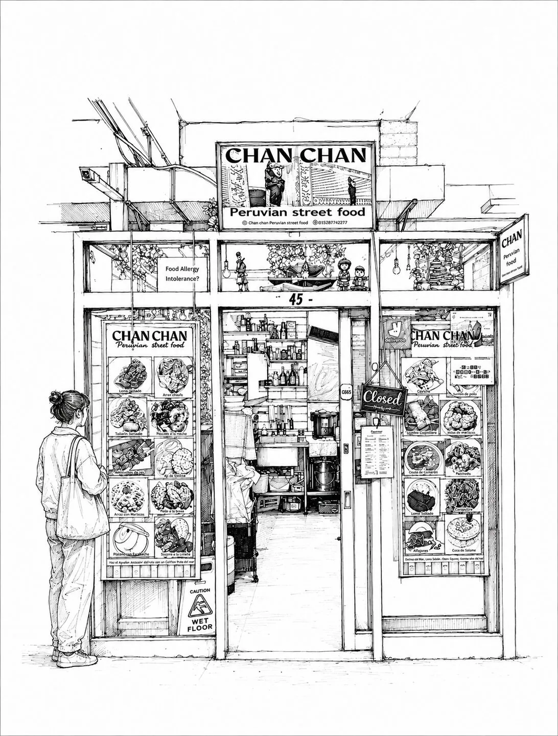 Illustration of Chan Chan Peruvian street food at Rye Lane Market