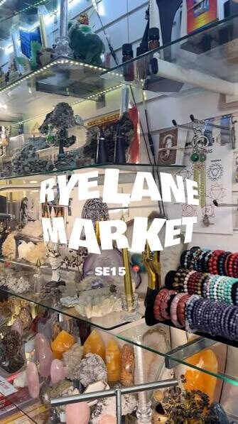 Crystals, minerals and beaded jewellery on display at Copper Glow, Rye Lane Market
