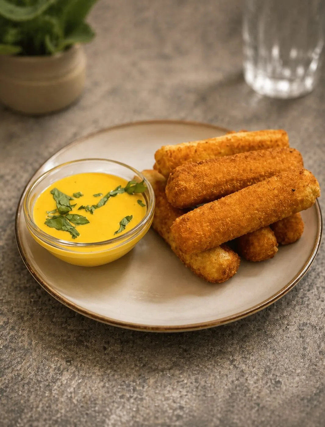 Golden tequeños with a dipping sauce