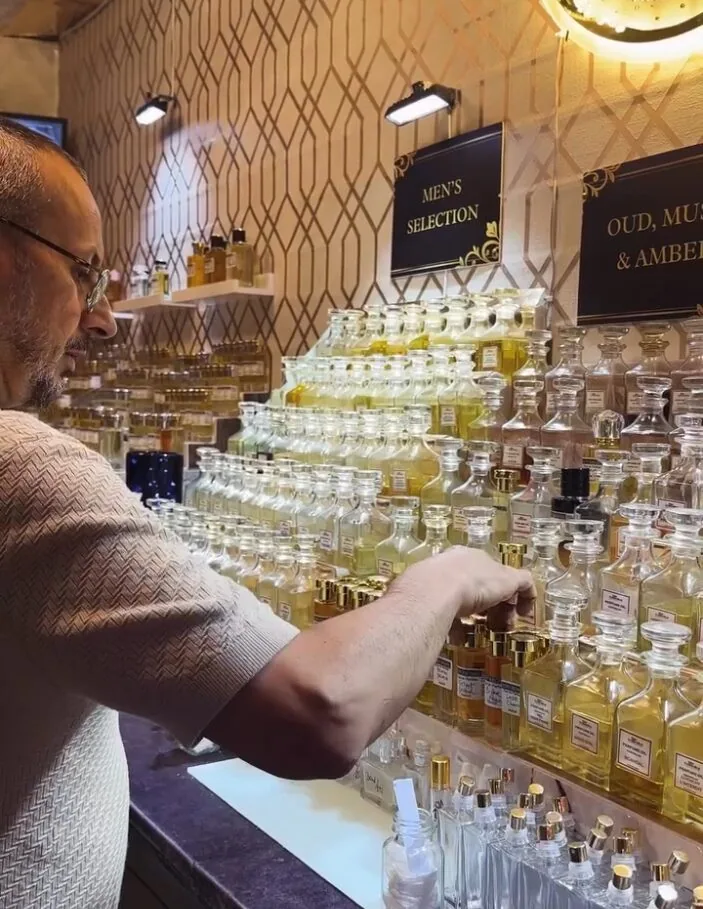Rows of perfume oil bottles at Lovaroma, Rye Lane Market